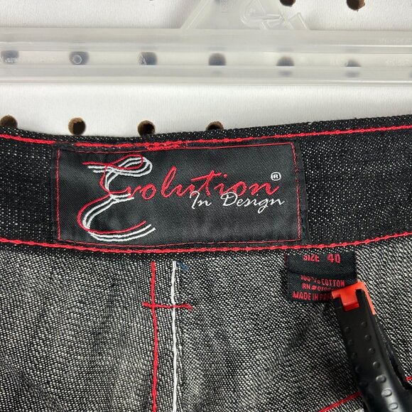 Evolution in Design Black Gothic Skate Shorts 40 Red‎ Stitched Pocket Y2K Punk - Picture 5 of 6